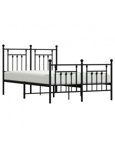 Giroletto con Testiera e Pediera Metallo Nero 120x190 cm