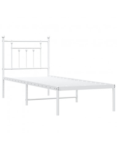 Giroletto con Testiera Metallo Bianco 75x190 cm