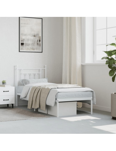 Giroletto con Testiera Metallo Bianco 75x190 cm