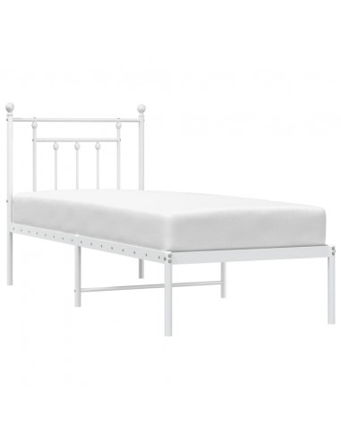 Giroletto con Testiera Metallo Bianco 75x190 cm