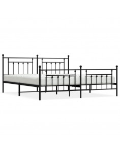 Giroletto con Testiera e Pediera Metallo Nero 200x200 cm 2