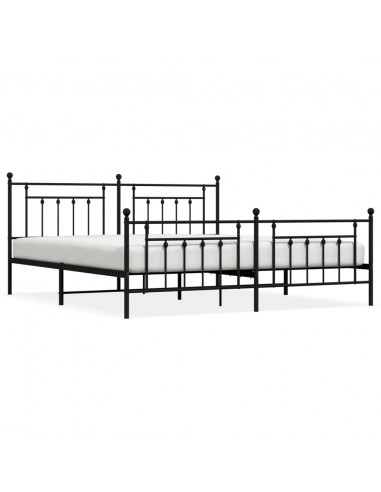 Giroletto con Testiera e Pediera Metallo Nero 200x200 cm