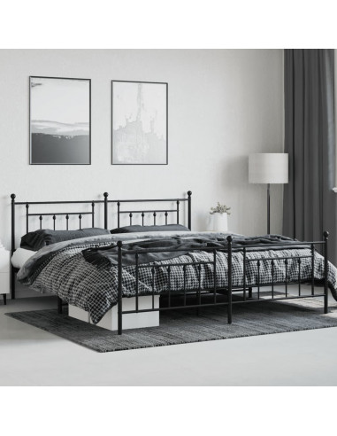 Giroletto con Testiera e Pediera Metallo Nero 200x200 cm