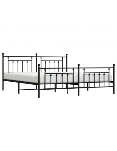 Giroletto con Testiera e Pediera Metallo Nero 200x200 cm