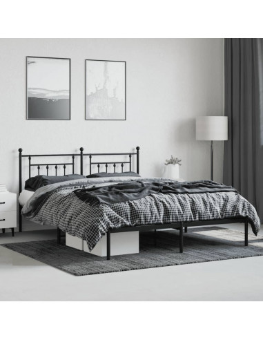 Giroletto con Testiera in Metallo Nero 183x213 cm