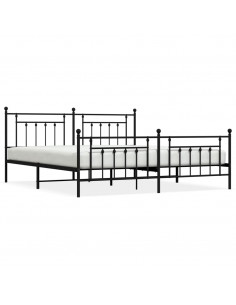 Giroletto con Testiera e Pediera Metallo Nero 193x203 cm 2