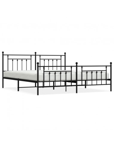 Giroletto con Testiera e Pediera Metallo Nero 193x203 cm