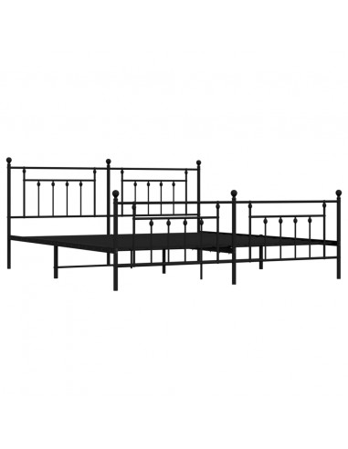 Giroletto con Testiera e Pediera Metallo Nero 193x203 cm