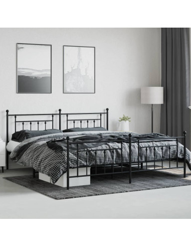 Giroletto con Testiera e Pediera Metallo Nero 193x203 cm