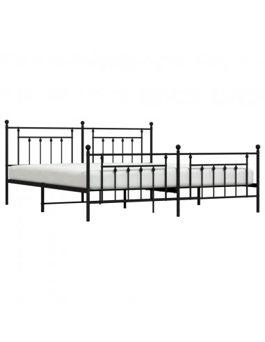 Giroletto con Testiera e Pediera Metallo Nero 193x203 cm