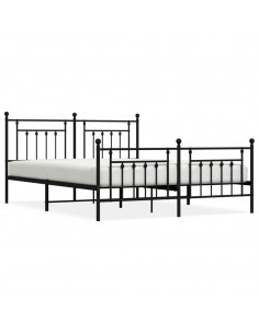 Giroletto con Testiera e Pediera Metallo Nero 160x200 cm 2