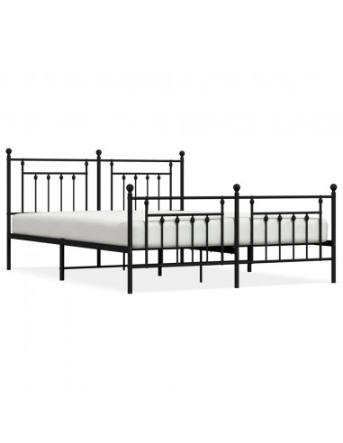 Giroletto con Testiera e Pediera Metallo Nero 160x200 cm