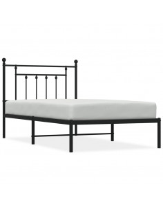 Giroletto con Testiera in Metallo Nero 100x190 cm 2