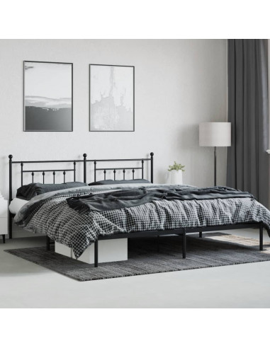 Giroletto con Testiera in Metallo Nero 193x203 cm