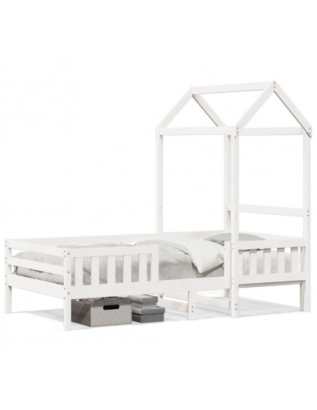 Giroletto con Tetto Bianco 90x190 cm Legno Massello Pino