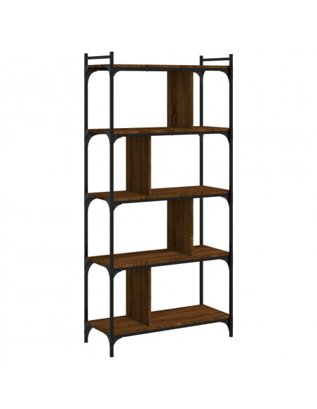 Libreria Rovere Marrone 5 Ripiani 76x32x158cm Legno Multistrato