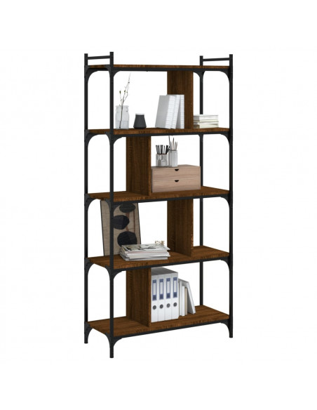 Libreria Rovere Marrone 5 Ripiani 76x32x158cm Legno Multistrato