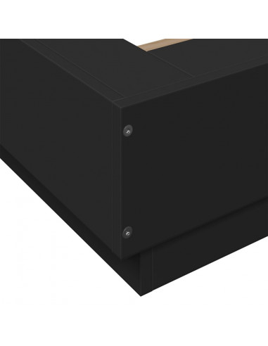 Giroletto con Luci LED Nero 100x200 cm in Legno Massello