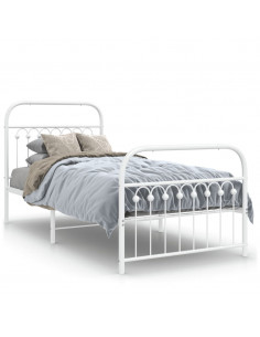 Giroletto con Testiera e Pediera Metallo Bianco 90x200 cm 2