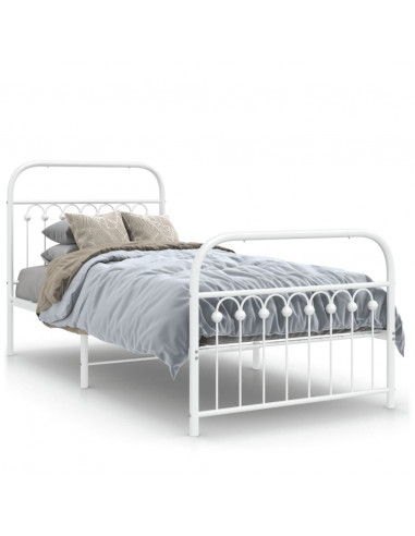 Giroletto con Testiera e Pediera Metallo Bianco 90x200 cm