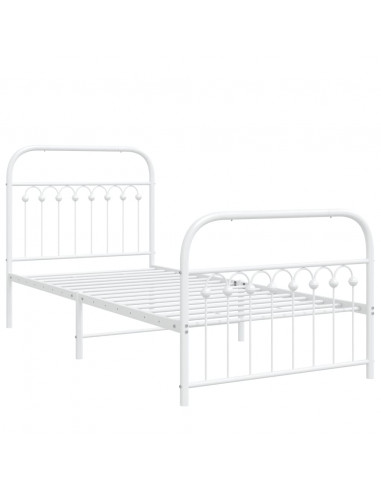 Giroletto con Testiera e Pediera Metallo Bianco 90x200 cm