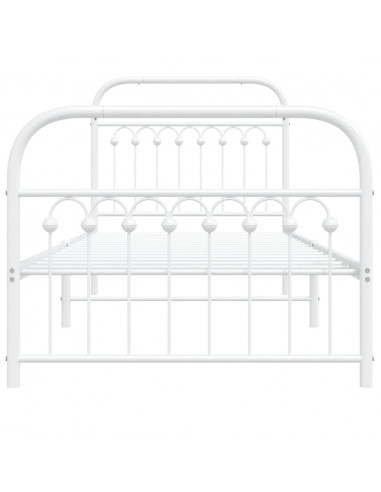 Giroletto con Testiera e Pediera Metallo Bianco 90x200 cm