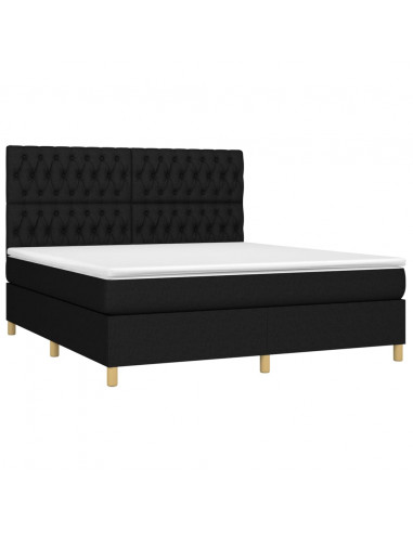 Letto a Molle con Materasso e LED Nero 180x200cm in Tessuto