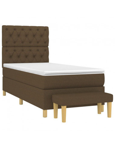 Giroletto a Molle con Materasso Marrone Scuro 80x200 cm Tessuto