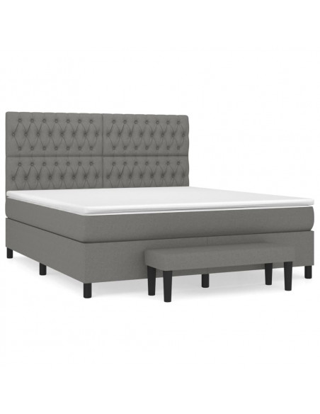 Giroletto a Molle con Materasso Grigio Scuro 180x200 cm Tessuto