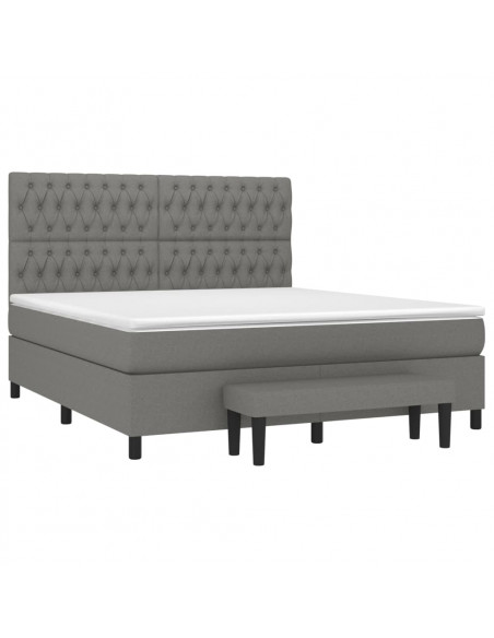 Giroletto a Molle con Materasso Grigio Scuro 180x200 cm Tessuto