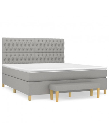 Giroletto a Molle con Materasso Grigio Chiaro180x200 cm Tessuto