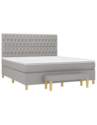 Giroletto a Molle con Materasso Grigio Chiaro180x200 cm Tessuto