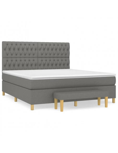 Giroletto a Molle con Materasso Grigio Scuro 180x200 cm Tessuto