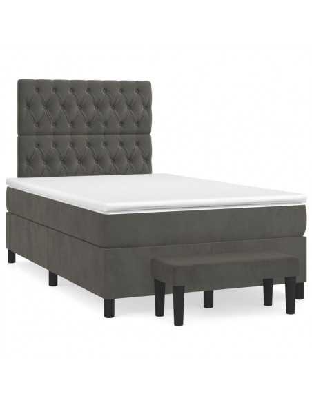Giroletto a Molle con Materasso Grigio Scuro 120x200 cm Velluto