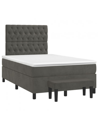 Giroletto a Molle con Materasso Grigio Scuro 120x200 cm Velluto