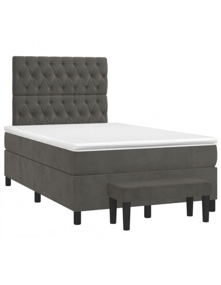Giroletto a Molle con Materasso Grigio Scuro 120x200 cm Velluto