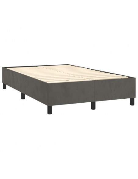 Giroletto a Molle con Materasso Grigio Scuro 120x200 cm Velluto