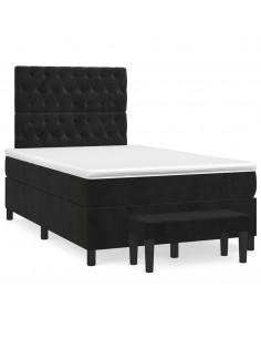 Giroletto a Molle con Materasso Nero 120x200 cm in Velluto 2