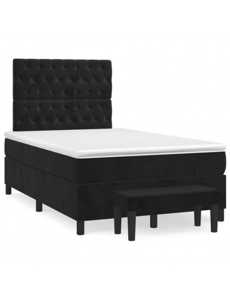 Giroletto a Molle con Materasso Nero 120x200 cm in Velluto