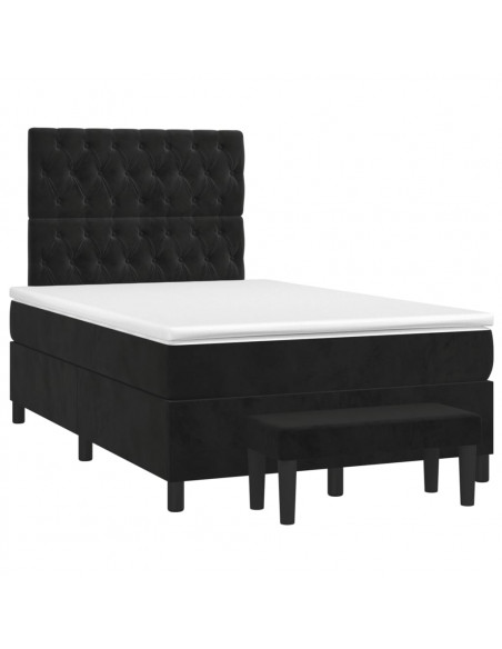 Giroletto a Molle con Materasso Nero 120x200 cm in Velluto
