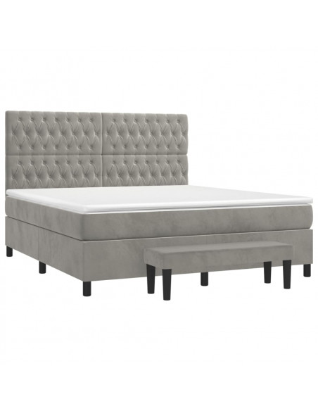 Giroletto a Molle con Materasso Grigio Chiaro 180x200cm Velluto