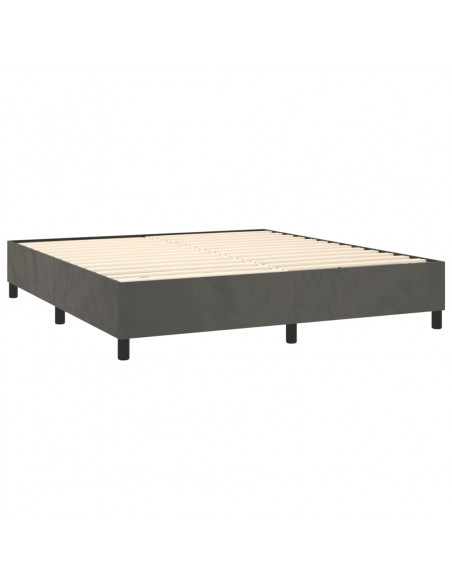 Giroletto a Molle con Materasso Grigio Scuro 180x200 cm Velluto
