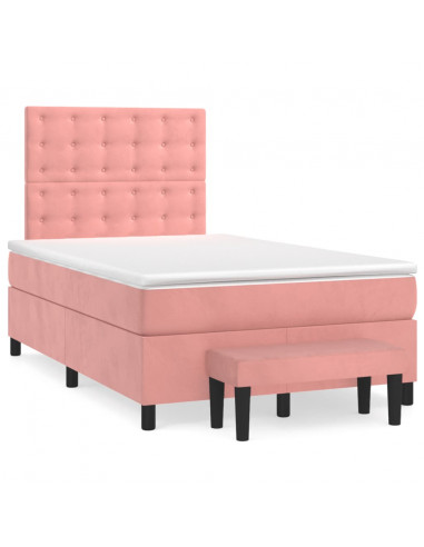 Giroletto a Molle con Materasso Rosa 120x200 cm in Velluto