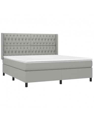 Letto a Molle Materasso e LED Grigio Chiaro 180x200 cm Tessuto