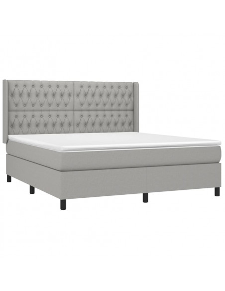 Letto a Molle Materasso e LED Grigio Chiaro 180x200 cm Tessuto