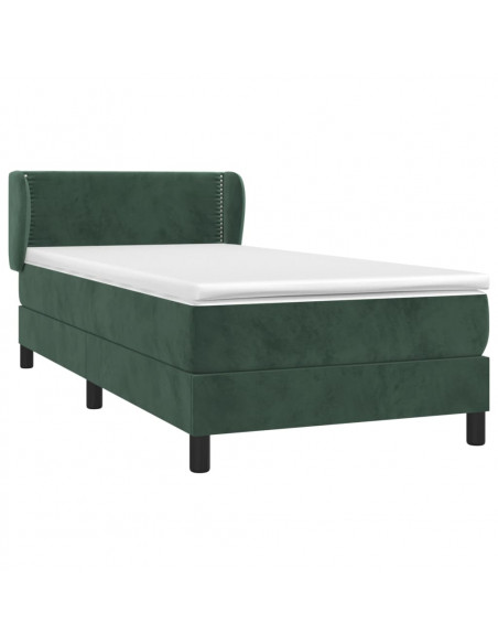 Giroletto a Molle con Materasso Verde Scuro 80x200 cm Velluto