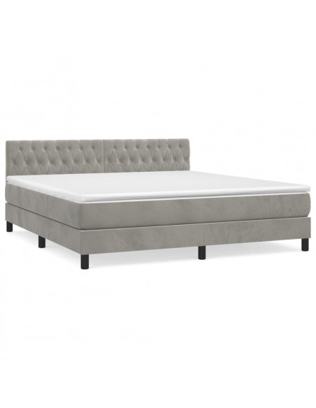 Giroletto a Molle con Materasso Grigio Chiaro 180x200cm Velluto