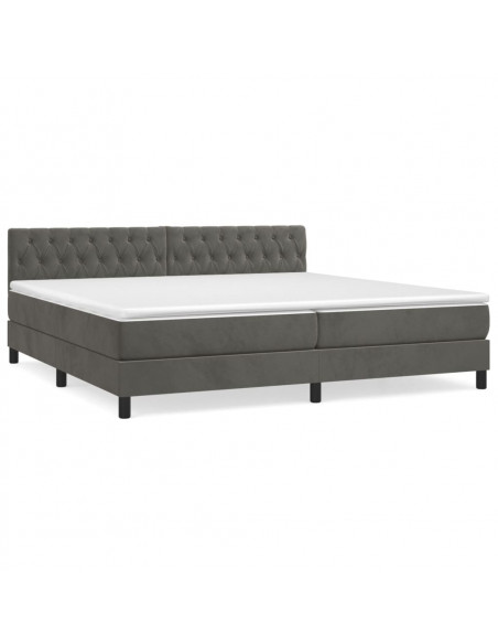 Giroletto a Molle con Materasso Grigio Scuro 200x200 cm Velluto