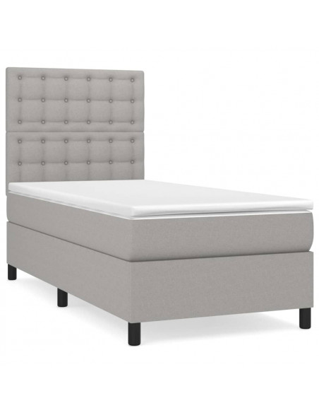 Giroletto a Molle con Materasso Grigio Chiaro 90x190 cm Tessuto