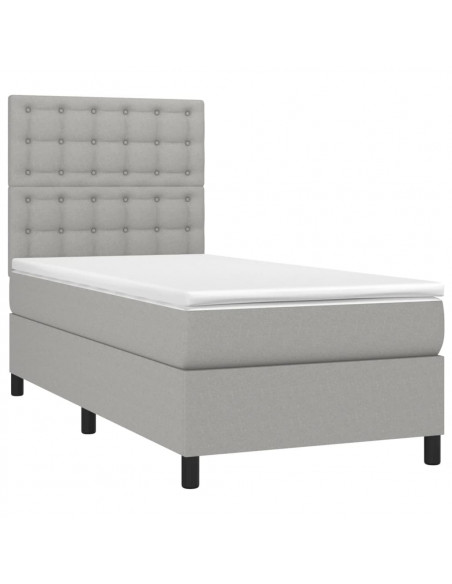 Giroletto a Molle con Materasso Grigio Chiaro 90x190 cm Tessuto